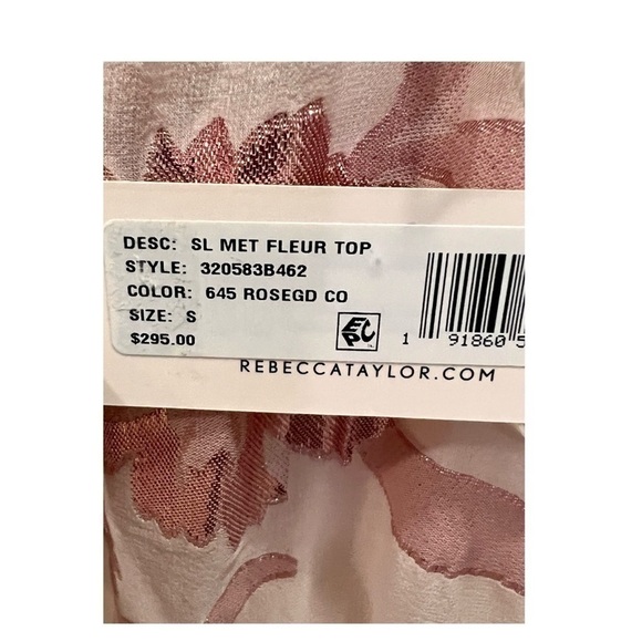 Rebecca TAYLOR Metallic Fleur Short Sleeve Flounce Blouse Top True to size. - Picture 8 of 8